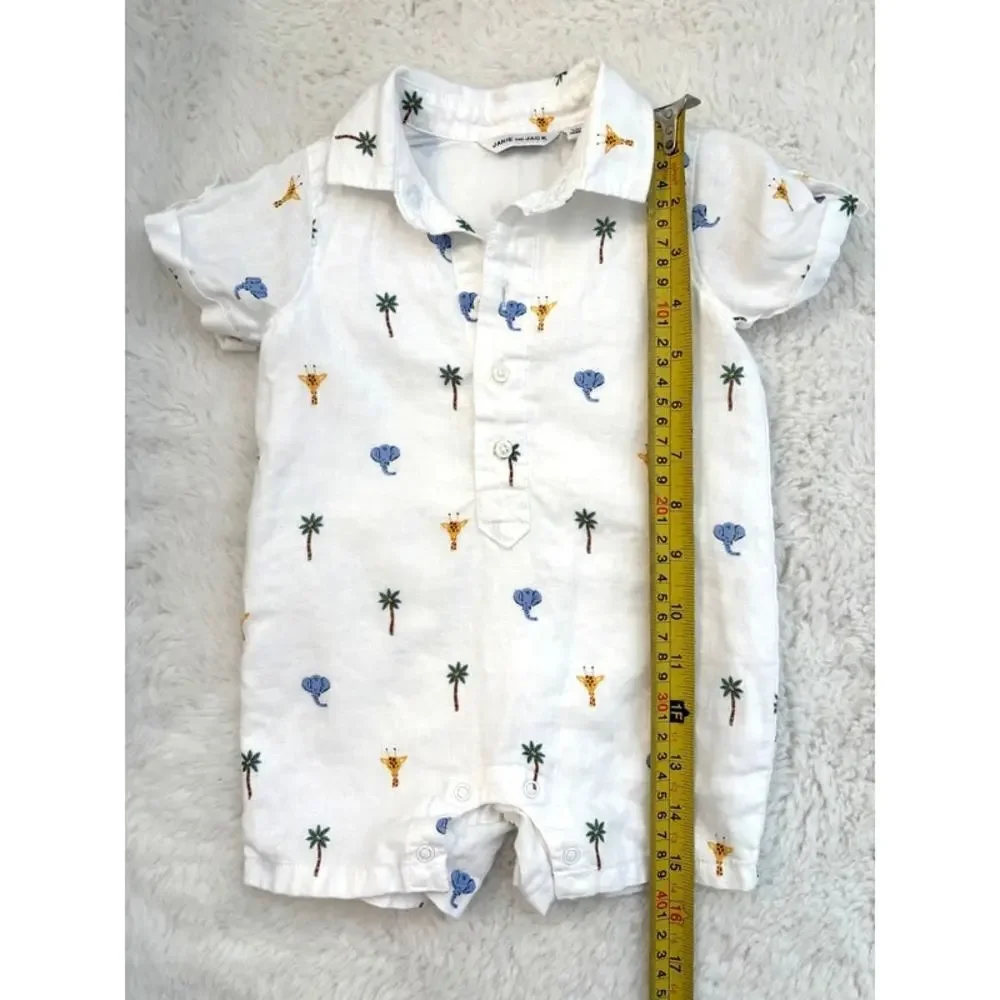 Janie and Jack Baby Safari Linen Romper Size 3-6 months
